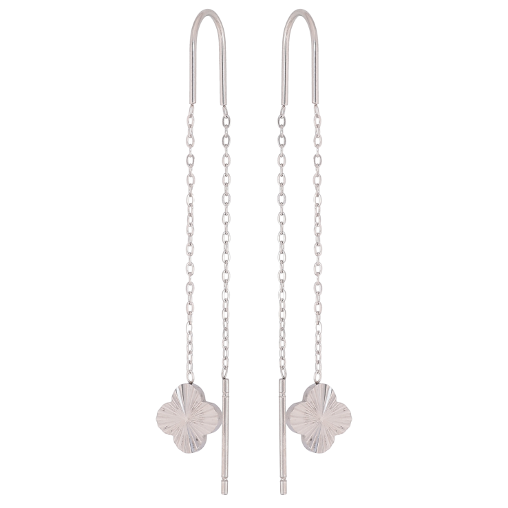 Серьги Нержавеющая сталь протяжки "Клевер" фото №8