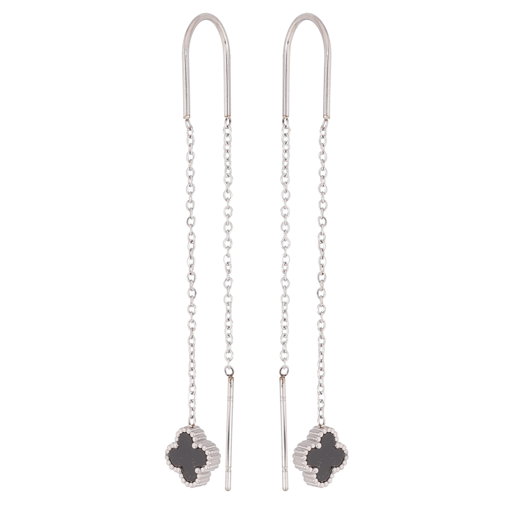 Серьги Нержавеющая сталь протяжки "Клевер" фото №4