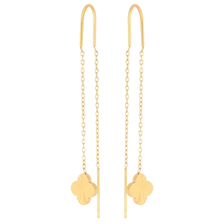 Серьги Нержавеющая сталь протяжки "Клевер" фото №21