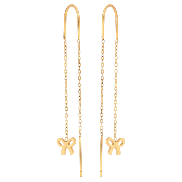 Серьги Нержавеющая сталь протяжки "Бантики" фото №14