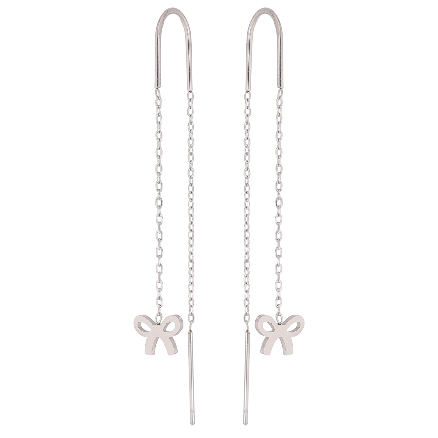 Серьги Нержавеющая сталь протяжки "Банты" фото №1 Серьги Нержавеющая сталь протяжки "Банты" фото №1