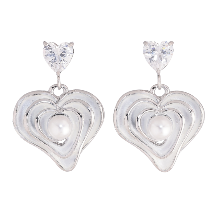 Сережки Нержавіюча сталь пусети "Сердечка" фото №2