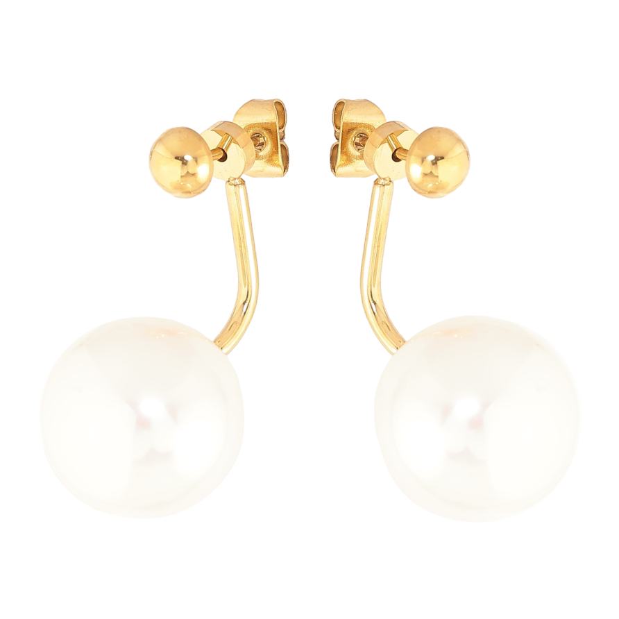 Сережки Нержавіюча сталь пусети-джекети "Перлини" ø 5мм та 14мм, 2 в 1 фото №1