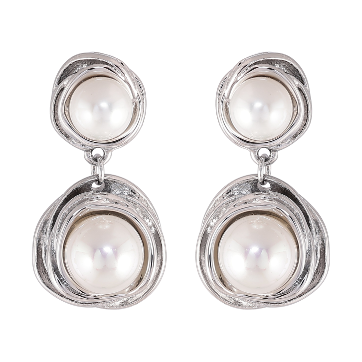 Сережки Нержавіюча сталь пусети "Підвіски з перлинами" фото №14