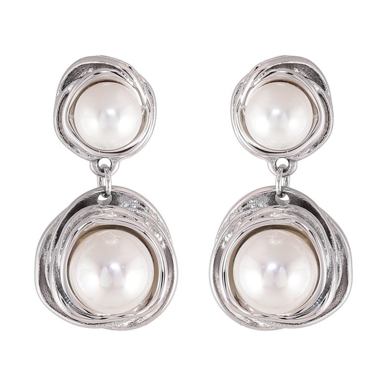 Серьги Нержавеющая сталь пусеты "Подвески с жемчужинами" фото №1