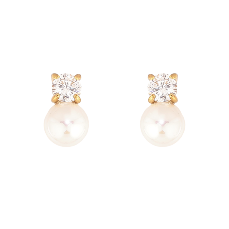 Серьги Нержавеющая сталь пусеты "Кристаллы с жемчужинами" фото №7