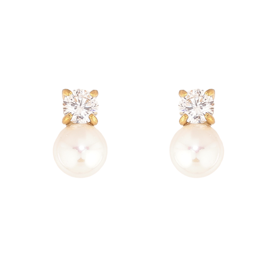 Серьги Нержавеющая сталь пусеты "Кристаллы с жемчужинами" фото №1 Серьги Нержавеющая сталь пусеты "Кристаллы с жемчужинами" фото №1