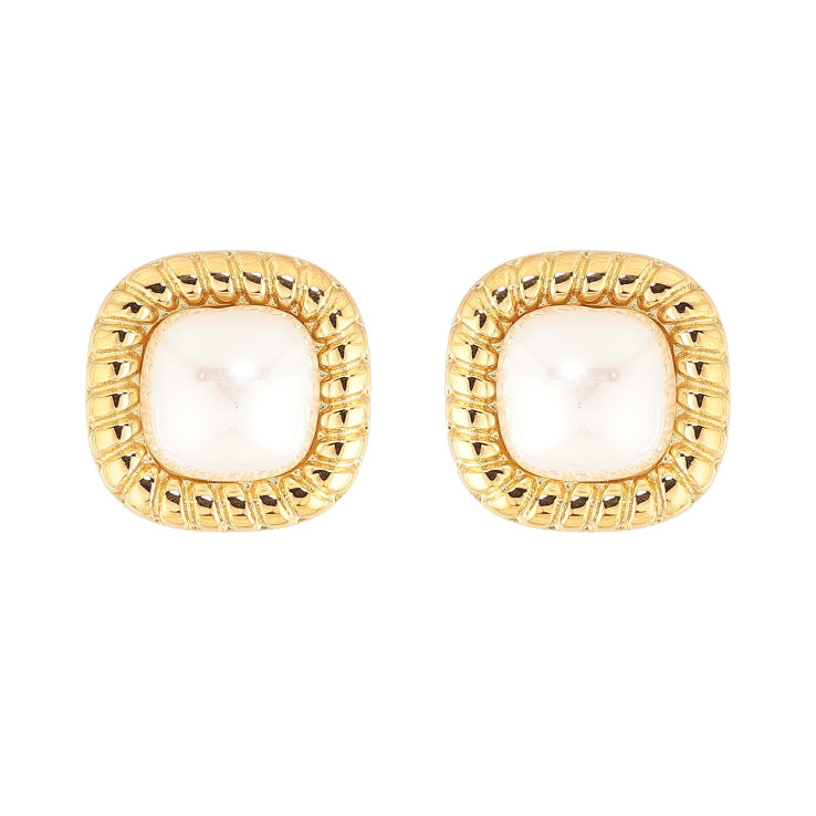 Серьги Нержавеющая сталь пусеты "Узор с жемчужинами" фото №15