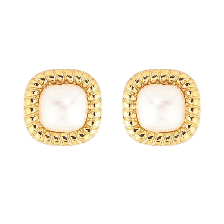 Серьги Нержавеющая сталь пусеты "Узор с жемчужинами" фото №2 Серьги Нержавеющая сталь пусеты "Узор с жемчужинами" фото №2