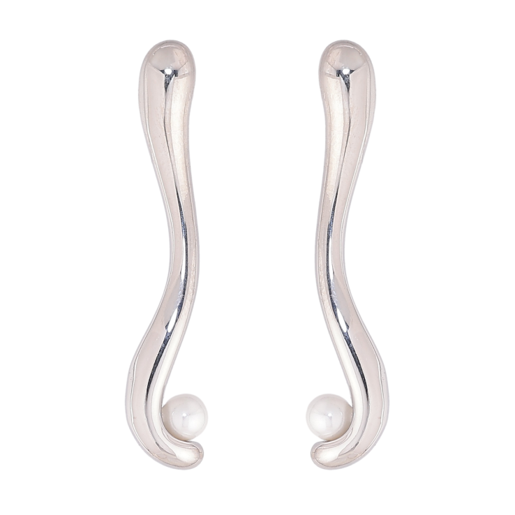 Сережки Нержавіюча сталь пусети "Візерунок з перлинами" фото №12