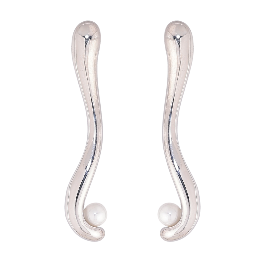 Сережки Нержавіюча сталь пусети "Візерунок з перлинами" фото №1