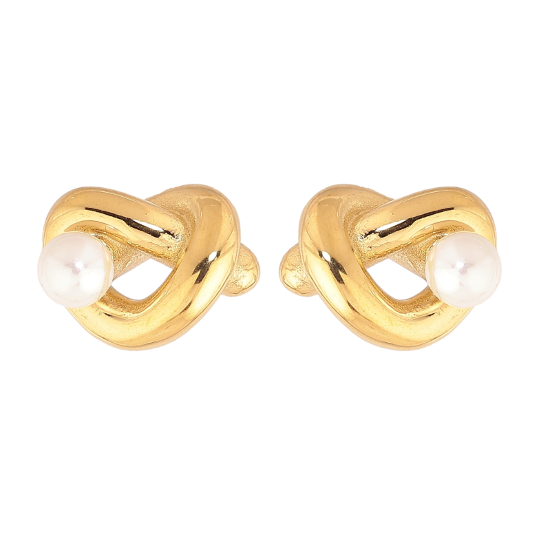 Сережки Нержавіюча сталь пусети "Сердечки з перлинами" фото №1