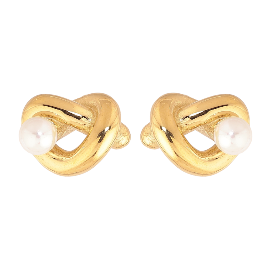 Сережки Нержавіюча сталь пусети "Сердечки з перлинами" фото №1