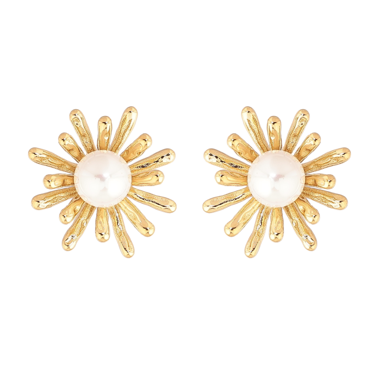 Сережки Нержавіюча сталь пусети "Квіточки з перлинами" фото №16 Сережки Нержавіюча сталь пусети "Квіточки з перлинами" фото №16