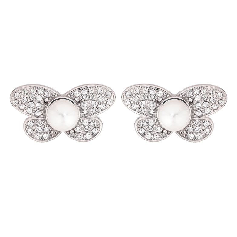 Сережки Нержавіюча сталь пусети "Метелики з перлинами" фото №1