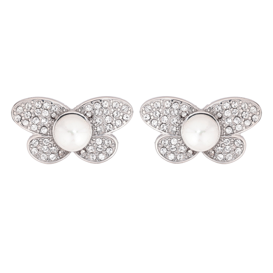 Сережки Нержавіюча сталь пусети "Метелики з перлинами" фото №1