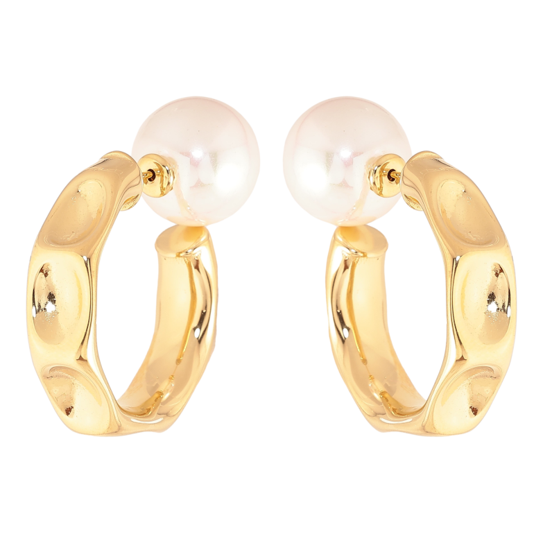 Серьги Нержавеющая сталь пусеты-джекеты "Дуги с жемчужинами" ø 14мм фото №1 Серьги Нержавеющая сталь пусеты-джекеты "Дуги с жемчужинами" ø 14мм фото №1