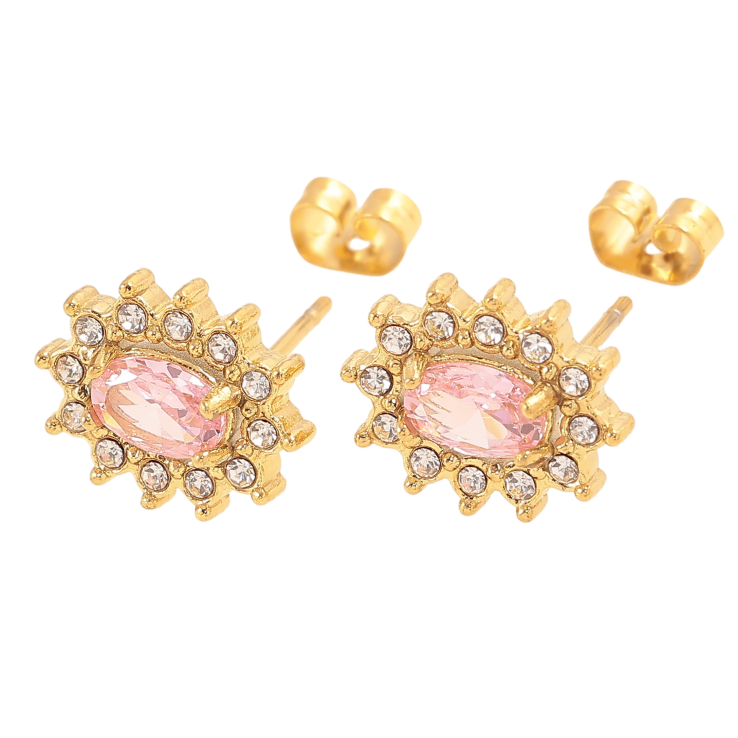 Сережки Нержавіюча сталь пусети "Рожеві кристальні квіточки" фото №11 Сережки Нержавіюча сталь пусети "Рожеві кристальні квіточки" фото №11