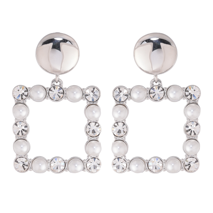 Сережки Нержавіюча сталь пусети "Кристальні квіточки" фото №12