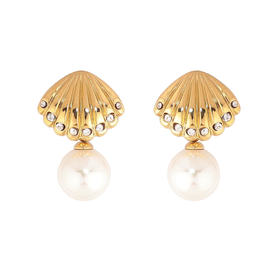 Серьги Нержавеющая сталь пусеты "Ракушки с жемчужинами" фото №1 Серьги Нержавеющая сталь пусеты "Ракушки с жемчужинами" фото №1