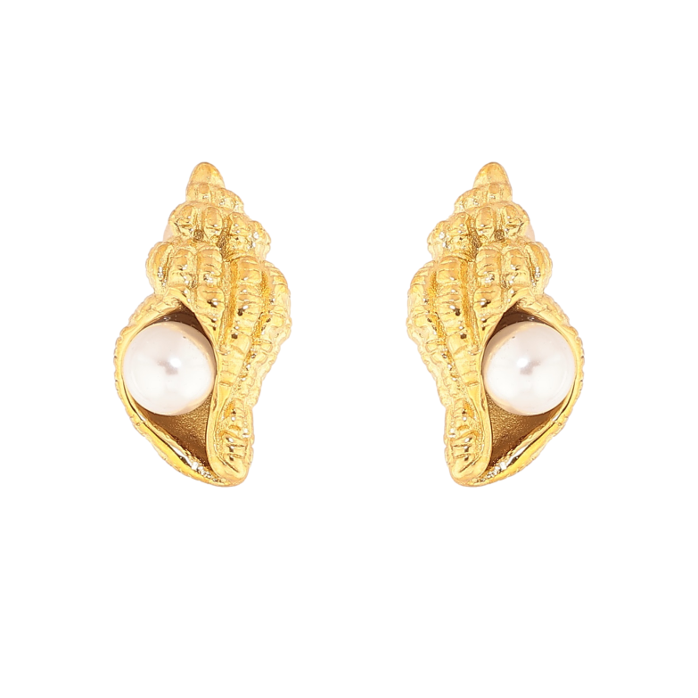 Сережки Нержавіюча сталь пусети "Мушлі з перлинами" фото №1 Сережки Нержавіюча сталь пусети "Мушлі з перлинами" фото №1