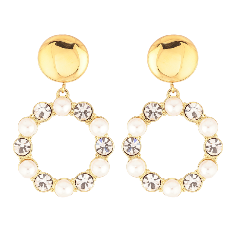 Серьги Нержавеющая сталь пусеты "Жемчужно-кристальные колечки" фото №15 Серьги Нержавеющая сталь пусеты "Жемчужно-кристальные колечки" фото №15