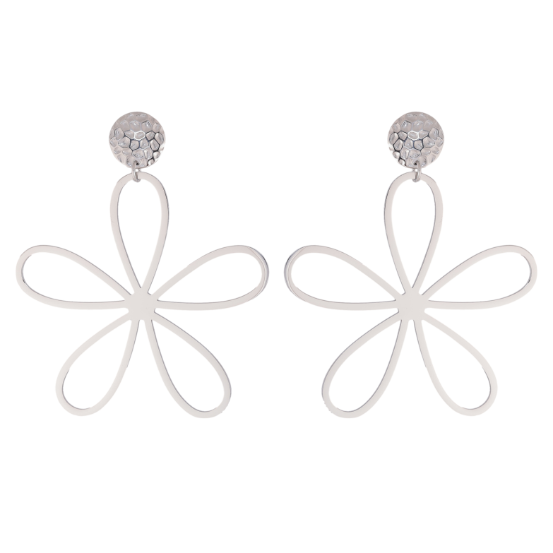 Серьги Нержавеющая сталь пусеты "Цветочные подвески" фото №1