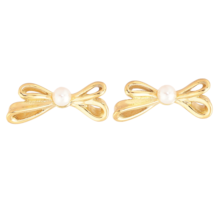 Сережки Нержавіюча сталь пусети "Банти з перлинами" фото №20 Сережки Нержавіюча сталь пусети "Банти з перлинами" фото №20