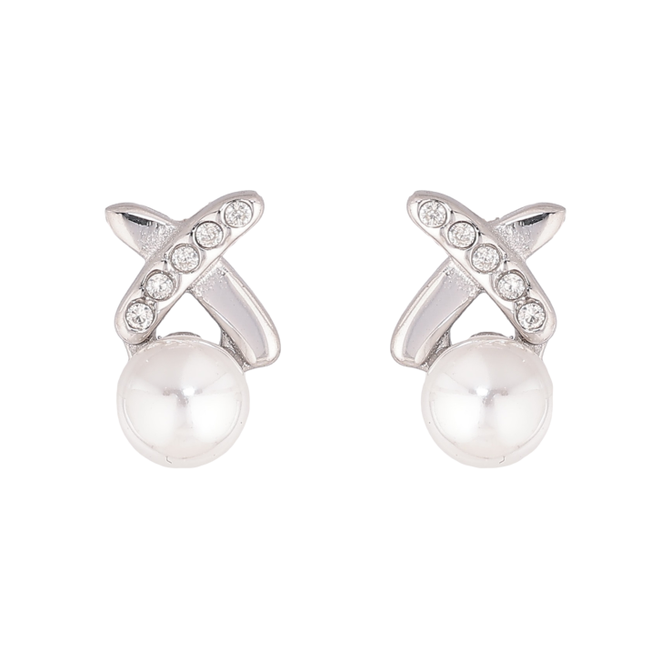 Сережки Нержавіюча сталь пусети "Хрестики з перлинами" фото №8