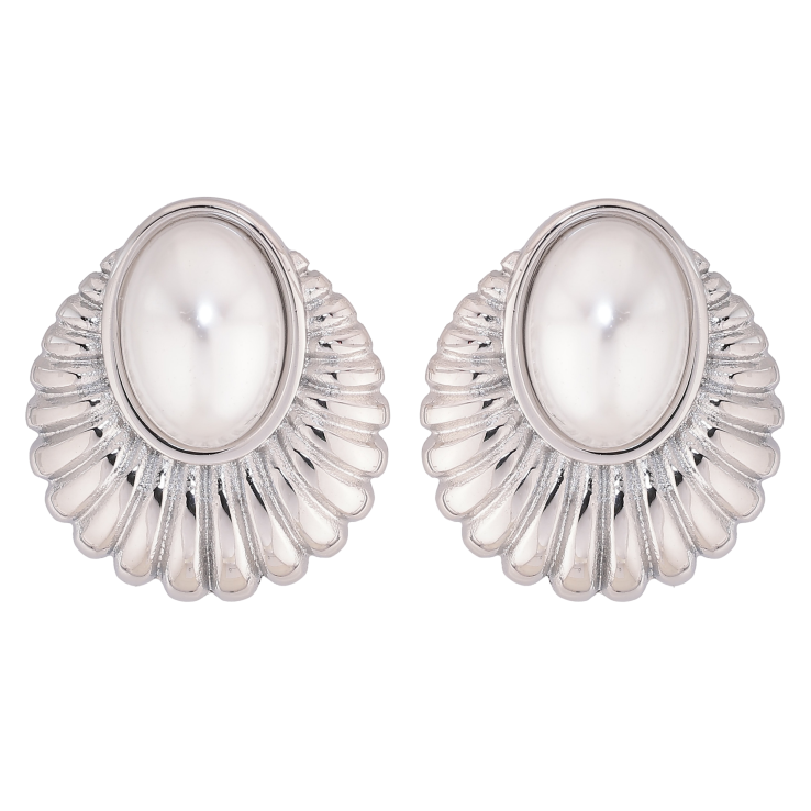 Сережки Нержавіюча сталь пусети "Візерунок з перлинними вставками" фото №19