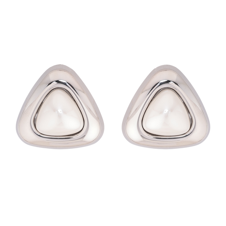 Сережки Нержавіюча сталь пусети "Трикутники з перлинами" фото №16