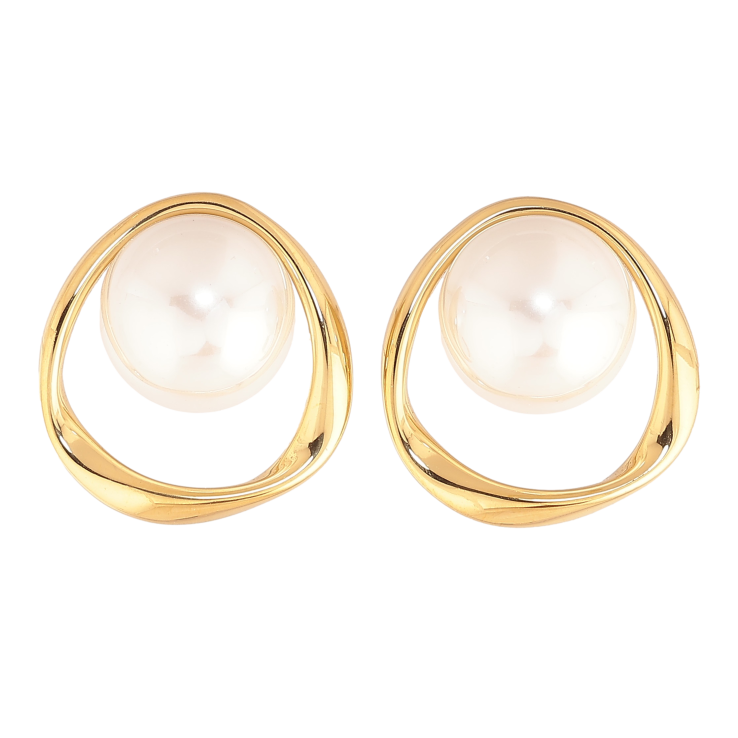 Сережки Нержавіюча сталь пусети "Кільця з перлинами" фото №5 Сережки Нержавіюча сталь пусети "Кільця з перлинами" фото №5