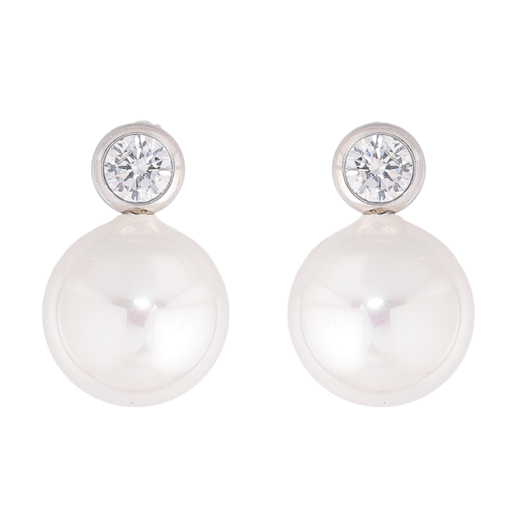 Сережки Нержавіюча сталь пусети "Кристали з перлинами" фото №6