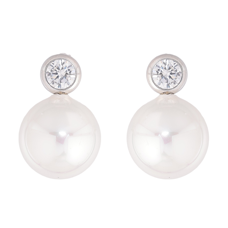 Сережки Нержавіюча сталь пусети "Кристали з перлинами" фото №1