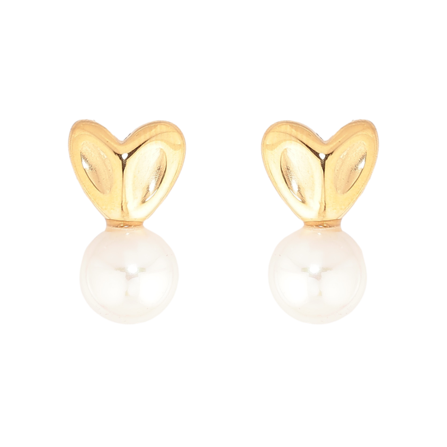 Серьги Нержавеющая сталь пусеты "Сердечки с жемчужинами" фото №1 Серьги Нержавеющая сталь пусеты "Сердечки с жемчужинами" фото №1