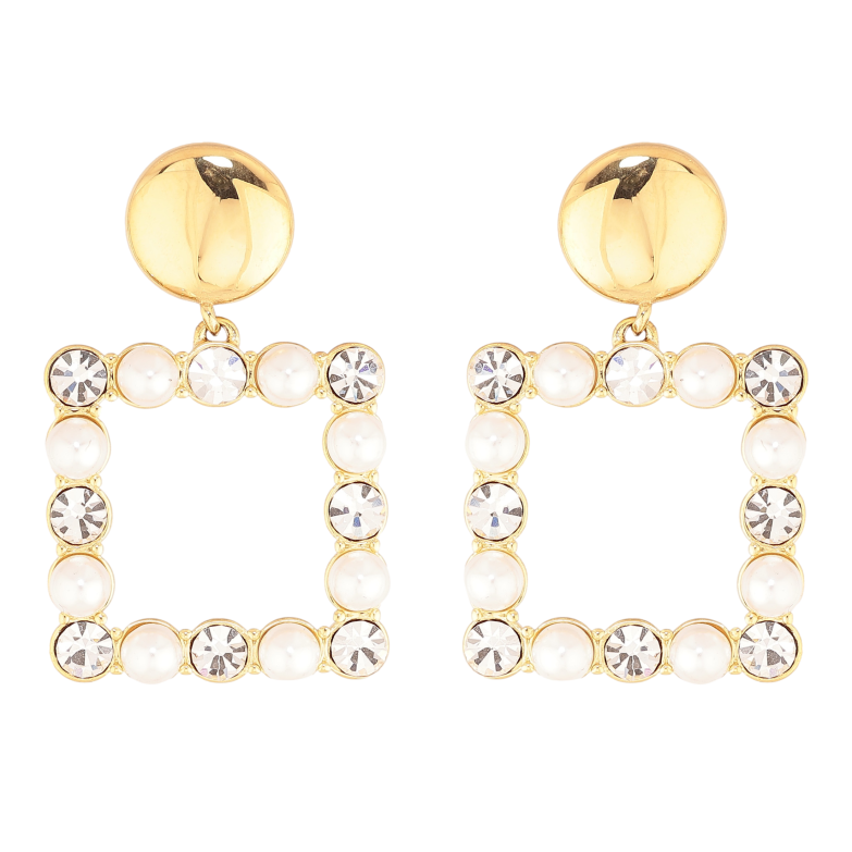 Сережки Нержавіюча сталь пусети "Перлинно-кристальні підвіски" фото №1