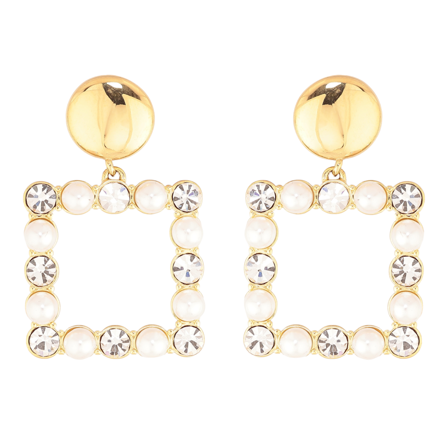 Сережки Нержавіюча сталь пусети "Перлинно-кристальні підвіски" фото №1