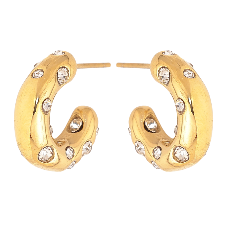 Сережки Нержавіюча сталь пусети "Дуги із вставками кристалів" фото №1