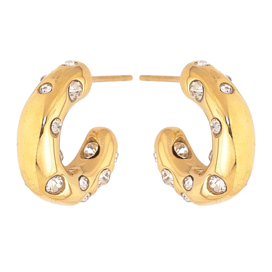 Сережки Нержавіюча сталь пусети "Дуги із вставками кристалів" фото №1