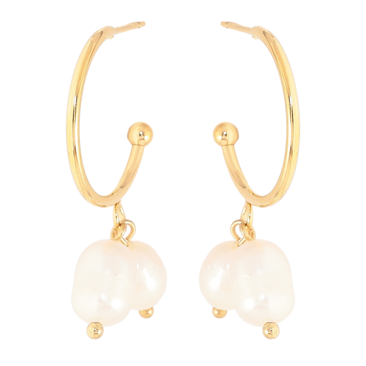 Серьги Нержавеющая сталь пусеты "Дуги с жемчужными подвесками" фото №17