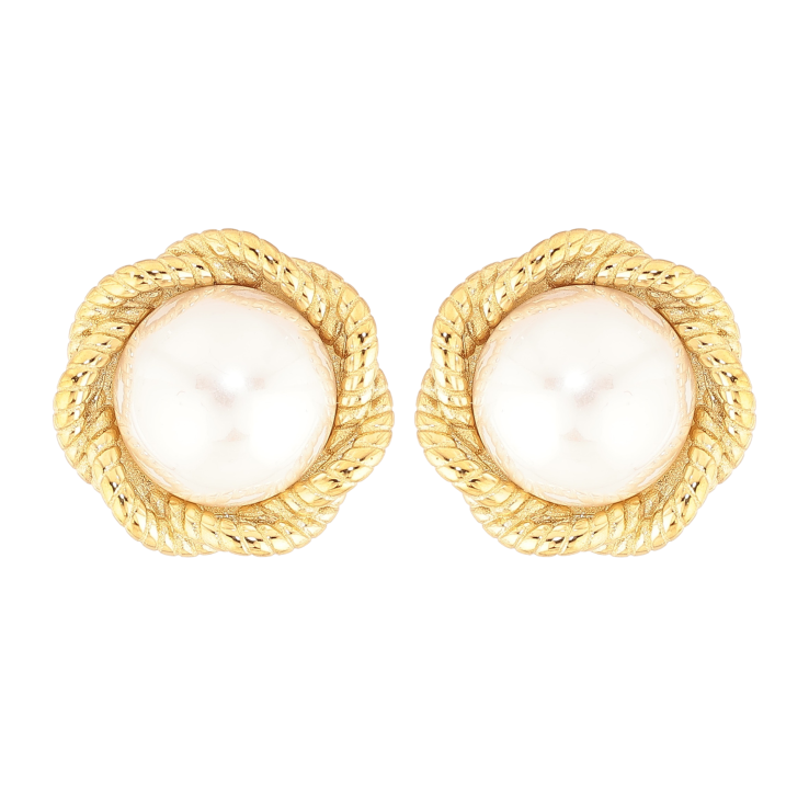 Серьги Нержавеющая сталь пусеты "Цветочки с жемчужинами" фото №25