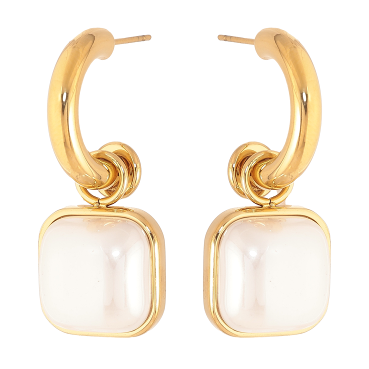 Серьги Нержавеющая сталь пусеты "Жемчужиные подвески" 2 в 1 фото №4