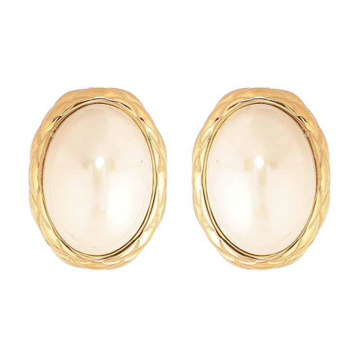 Серьги Нержавеющая сталь пусеты "Жемчужные овалы" фото №3