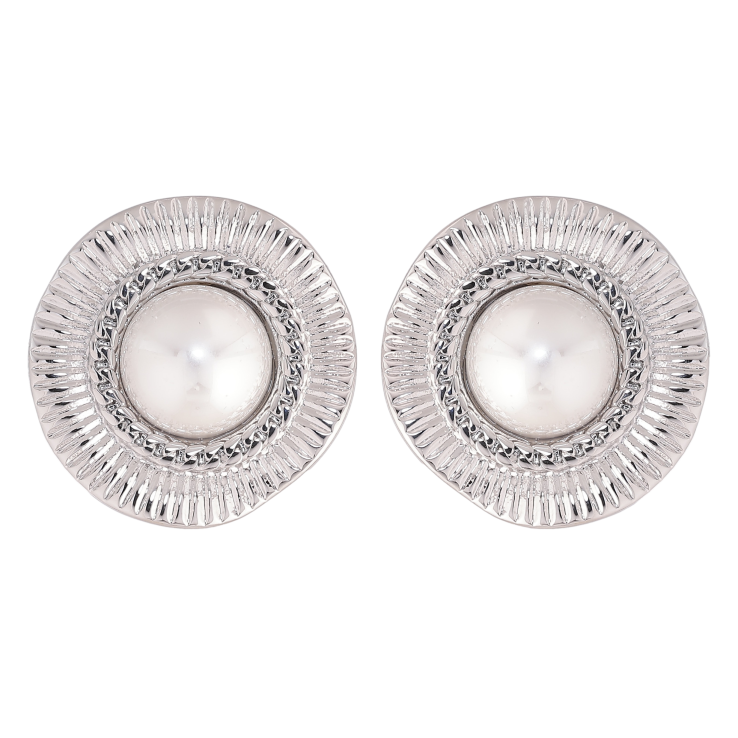 Сережки Нержавіюча сталь пусети "Квіточки з перлинами" фото №10