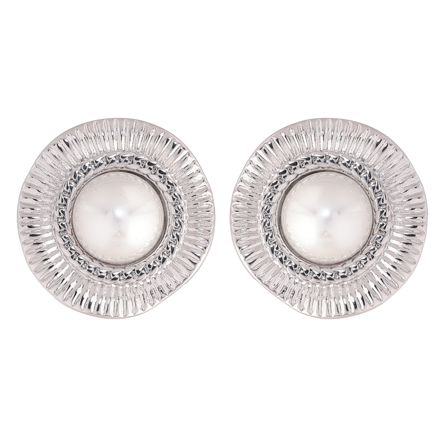 Сережки Нержавіюча сталь пусети "Квіточки з перлинами" фото №1