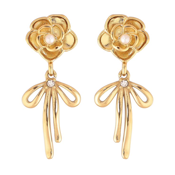 Сережки Нержавіюча сталь пусети "Квіточки з бантами" фото №18 Сережки Нержавіюча сталь пусети "Квіточки з бантами" фото №18