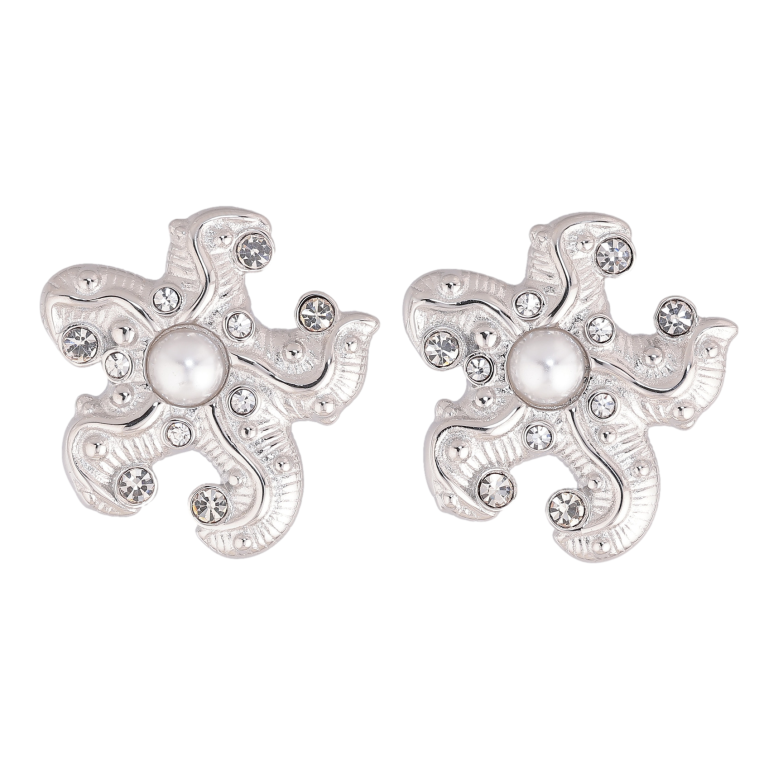 Сережки Нержавіюча сталь пусети "Морські зірки" фото №2