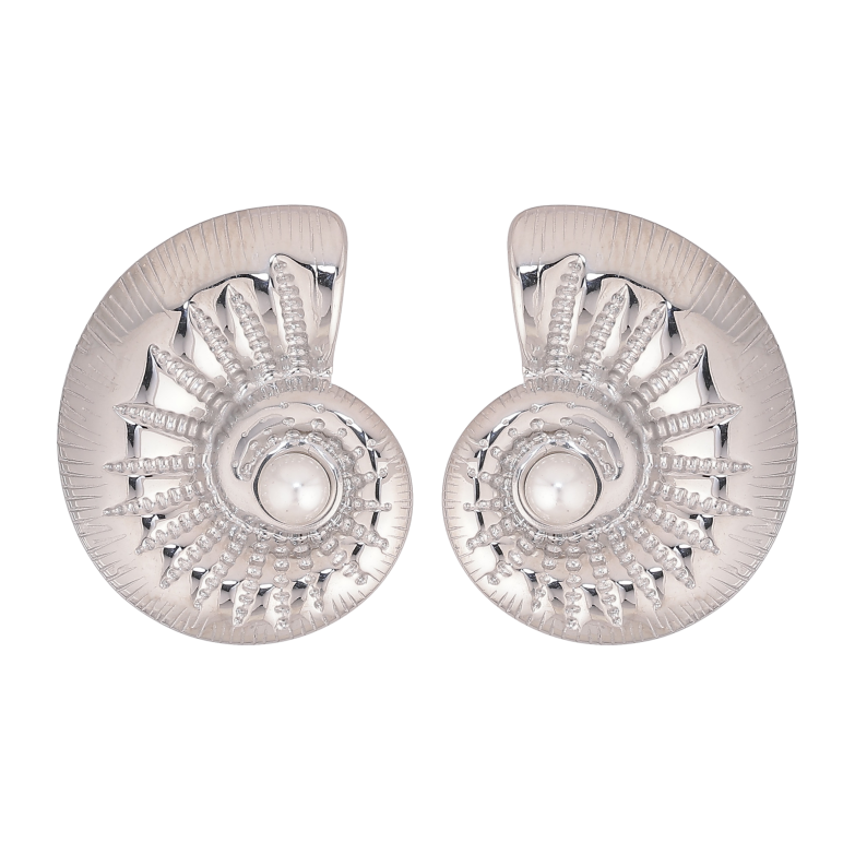 Серьги Нержавеющая сталь пусеты "Ракушки с жемчужинами" фото №4