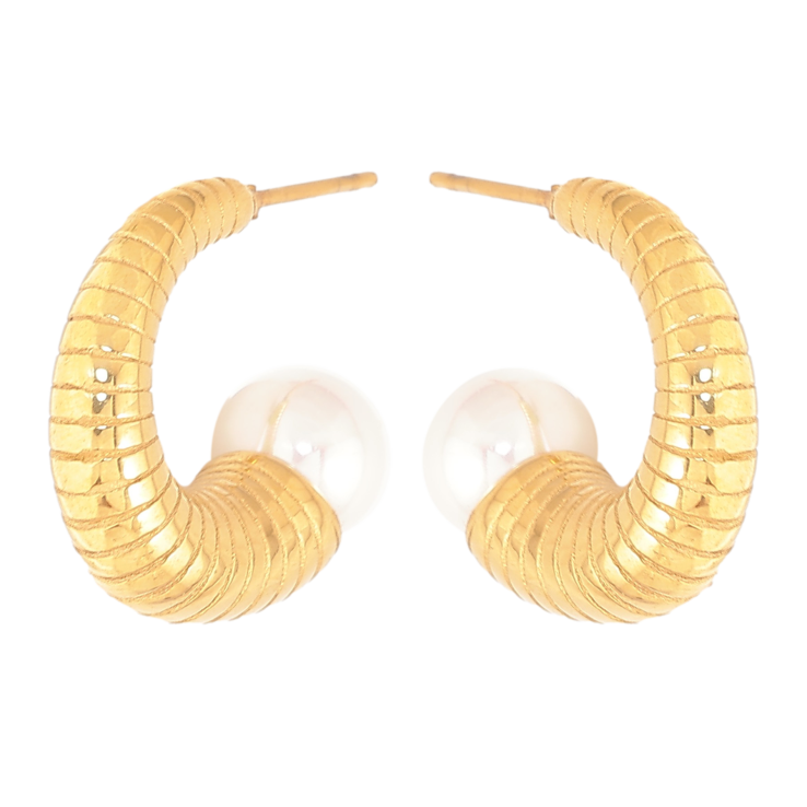 Серьги Нержавеющая сталь пусеты "Дуги с жемчужинами" фото №23