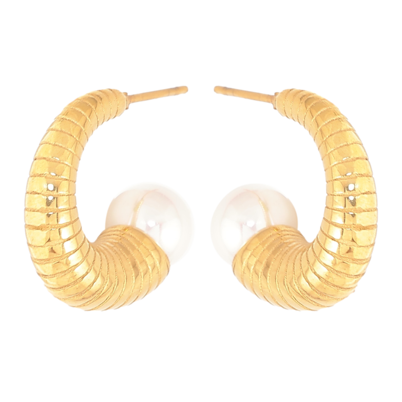 Серьги Нержавеющая сталь пусеты "Дуги с жемчужинами" фото №1